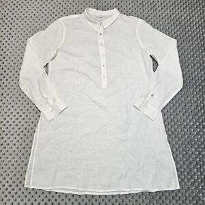 Eileen Fisher Organic Linen Long Sleeve White Tunic Top Size XS